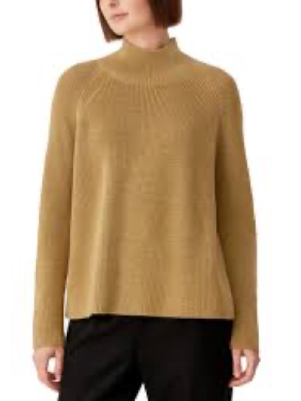 Eileen Fisher L Raglan Sleeve Merino Wool Turtleneck Sweater